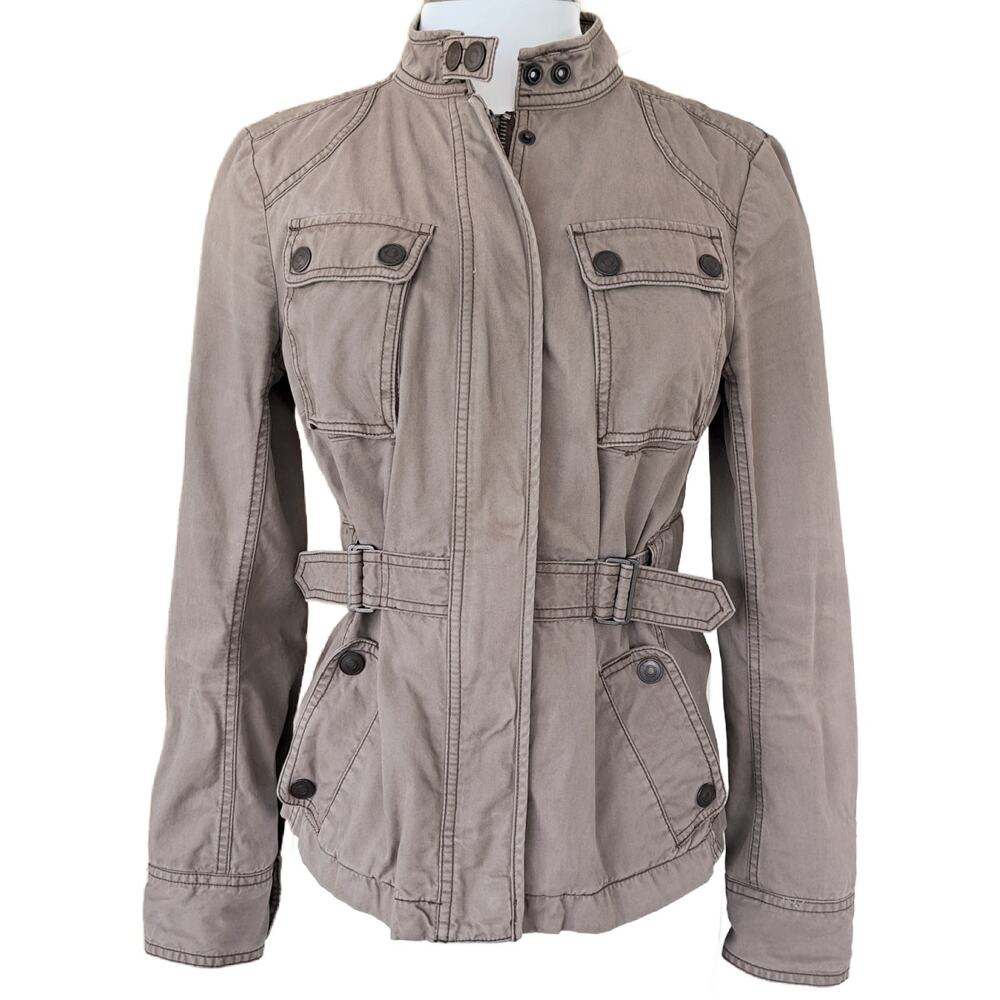 LOFT Utility Jacket Blazer Size 6 Vintage Brown Casual Military Moto - Picture 2 of 9